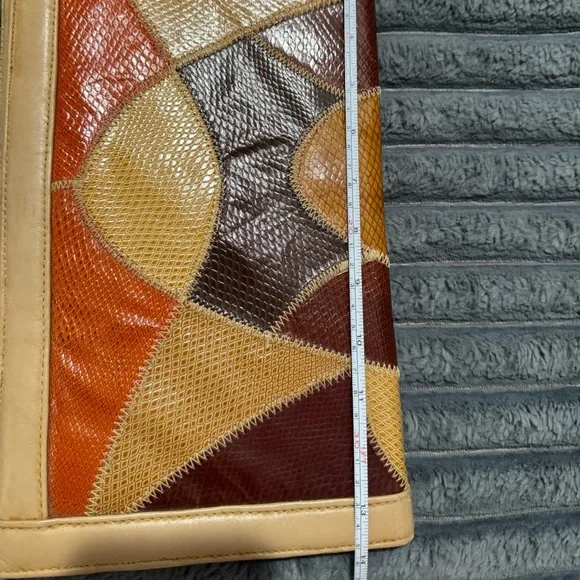 Vintage Leather (Larger) Patchwork Clutch - Picture 8 of 9